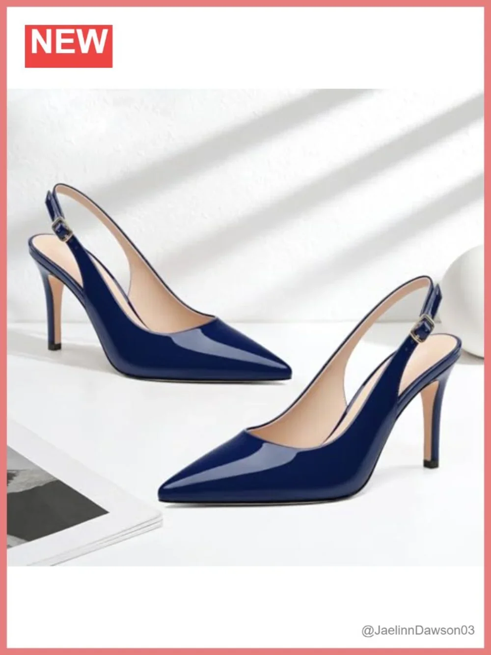 Patent Leather Slingback Heels, Closed Toe Stiletto Pumps 3.5-inch